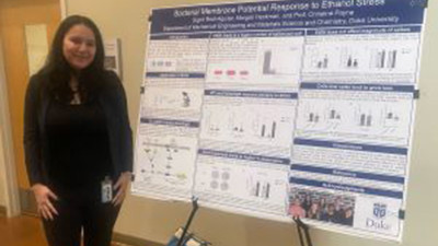 Sigrid in front of her poster